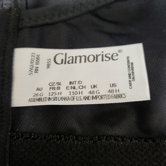 Glamorise NWOT Lace Comfort Wonderwire Black Bra Size 48H - Picture 5 of 5